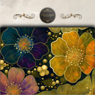 Celestial Gold Floral Decoupage Tissue Paper