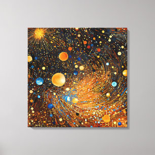 Celestial Gold Galaxy Canvas Art