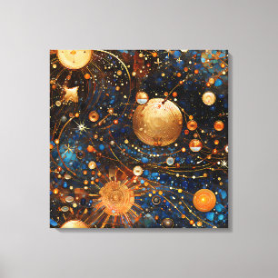 Celestial Gold Galaxy Canvas Art