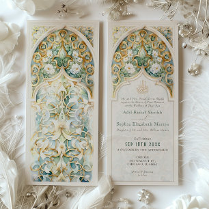 Celestial Gold & Jade Islamic Wedding Invitation