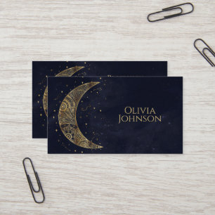 Celestial Gold Moon Aesthetic Business Card