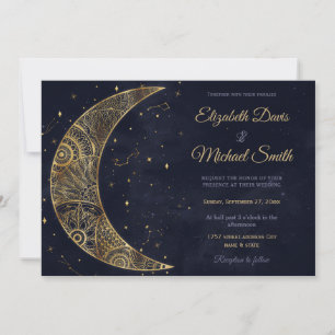 Celestial Gold Moon Aesthetic Invitation