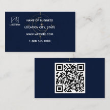 Celestial Gold Moon Navy QR Code Business Card
