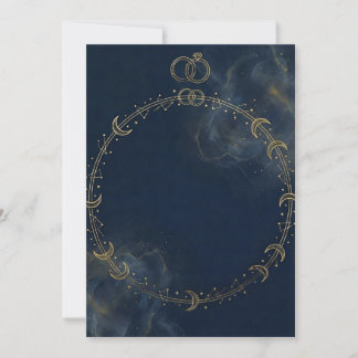 Celestial Gold Moon & Star Blue Wedding invitation