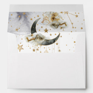 Celestial Gold Moon Stars  Envelope
