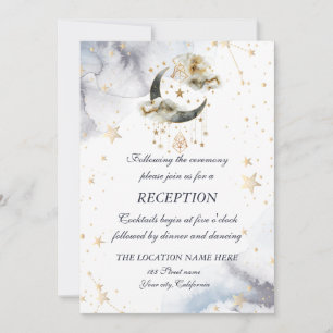 Celestial Gold Moon Stars  Invitation