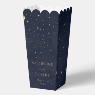 Celestial Gold Moon Stars Monogram Wedding Favour Box