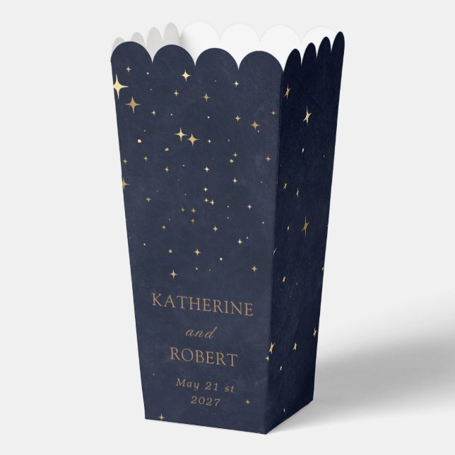 Celestial Gold Moon Stars Monogram Wedding Favour Box (Front)