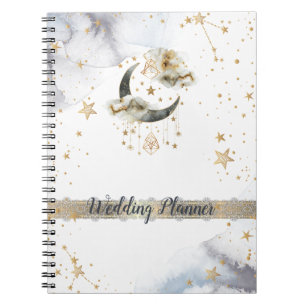 Celestial Gold Moon Stars Notebook