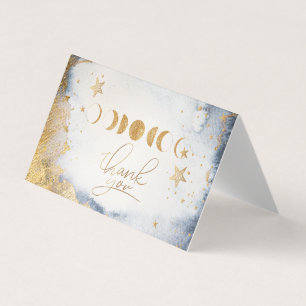 Celestial Gold Moon,Stars Watercolor Thank You  Business Card