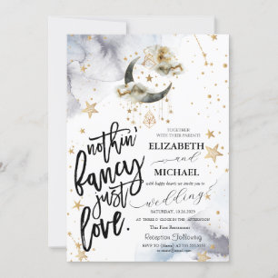 Celestial Gold Moon Stars Wedding  Invitation