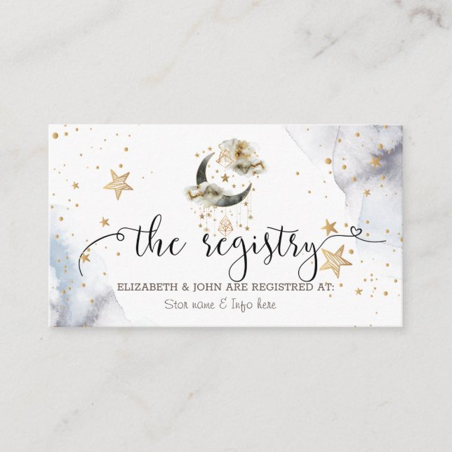 Celestial Gold Moons Stars Enclosure Card (Front)