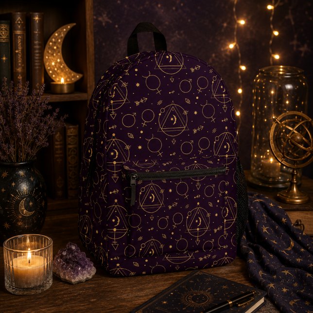 Celestial Gold Star Solareclipse theme Printed Backpack (Creator Uploaded)