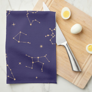 Celestial Gold Star Solareclipse Theme Tea Towel