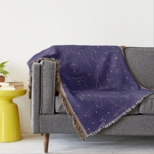 Celestial Gold Star Solareclipse Theme Throw Blanket