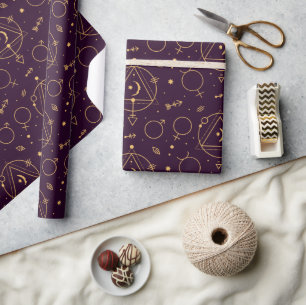 Celestial Gold Star Solareclipse theme Wrapping Paper