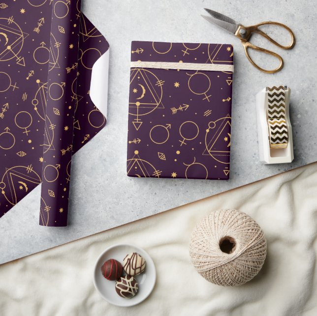 Celestial Gold Star Solareclipse theme Wrapping Paper (Crafts)