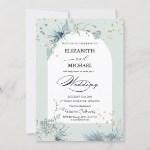 Celestial Gold Star Sun Moon Wedding Invitation