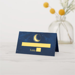 Celestial Gold Stars Midnight Blue Romantic Place  Card