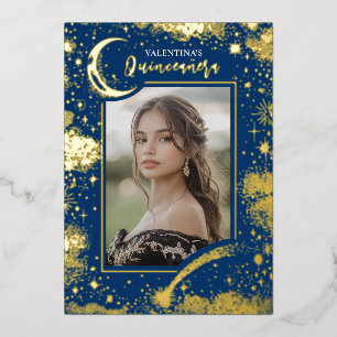 Celestial Gold Stars Moon Night Quinceanera Photo
