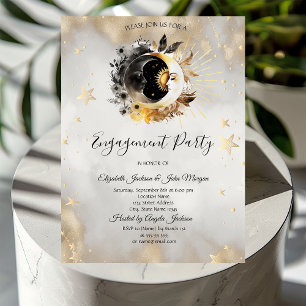 Celestial Gold Stars Moons Flowers Invitation
