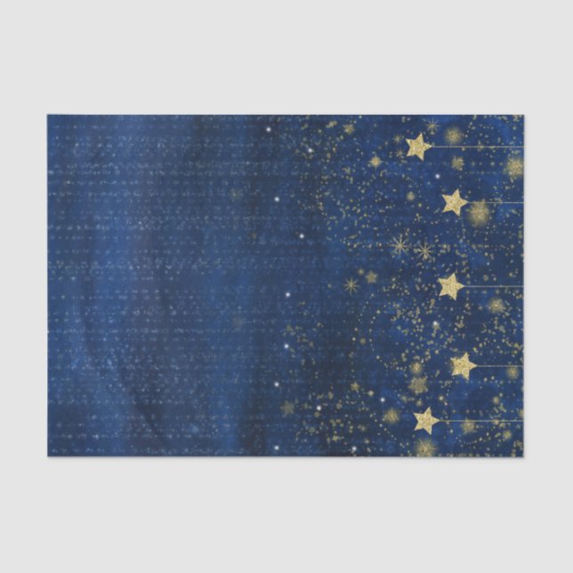 Celestial Gold Stars Sparkle Night Sky Custom Gift Tissue Paper (Front)
