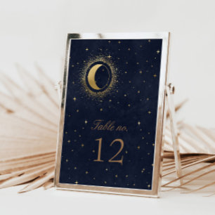 Celestial Gold Stars Wedding Table Number