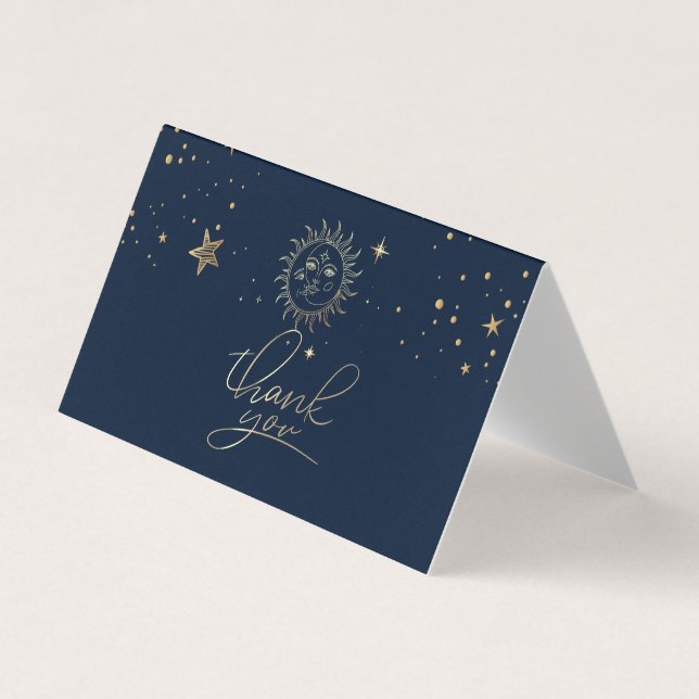 Celestial Gold Sun And Moon Business Card (Front)