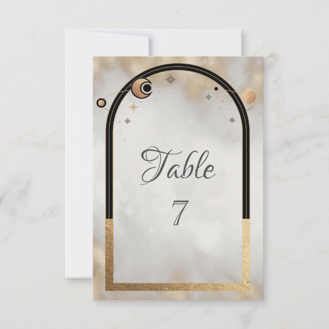 Celestial Gold Sun And Moon Galaxy Invitation (Front)