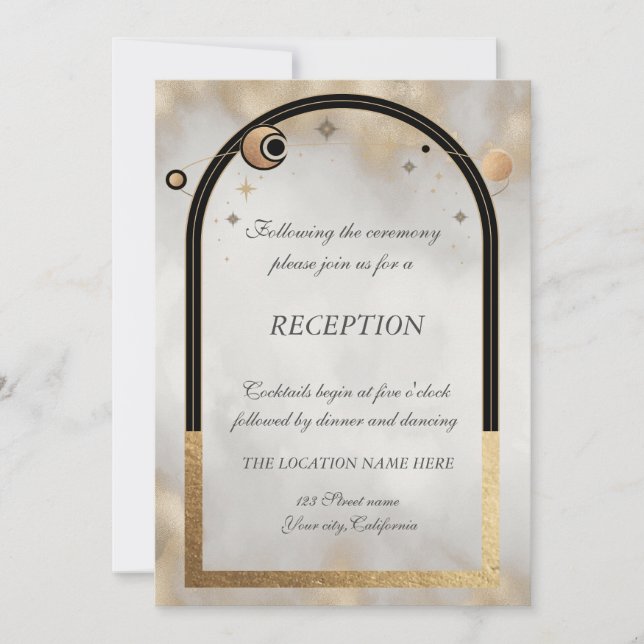 Celestial Gold Sun And Moon Galaxy Invitation (Front)