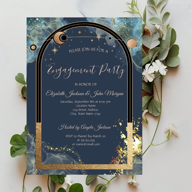 Celestial Gold Sun And Moon Gold Glitter Invitation (Creator Uploaded)