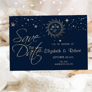 Celestial Gold Sun And Moon  Save The Date
