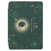 Celestial Gold Sun And Moon Stars Green iPad Air Cover (Front)