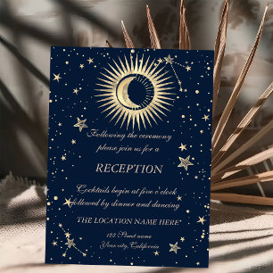 Celestial Gold Sun And Moon Stars Invitation