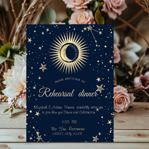 Celestial Gold Sun And Moon Stars Invitation