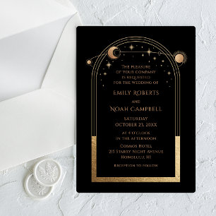 Celestial Gold Sun Moon Astronomy Wedding Acrylic Invitations