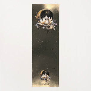 Celestial Gold Sun,Moon Lotus Night Sky Yoga Mat