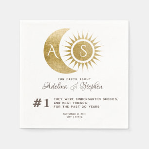 Celestial Gold Sun Moon Monogram Crest Fun Facts Napkin