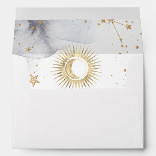 Celestial Gold Sun,Moon,Stars  Envelope