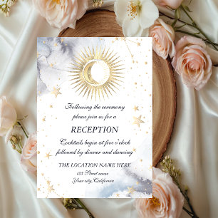 Celestial Gold Sun,Moon,Stars  Invitation