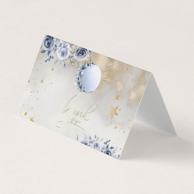 Celestial Gold Sun Moon Stars Roses Night Sky Business Card (Front)