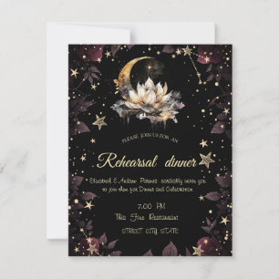 Celestial Gold Sun,Moon,Stars Roses Night Sky Invitation