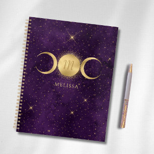 Celestial Gold Triple Moon Purple Monogram Planner