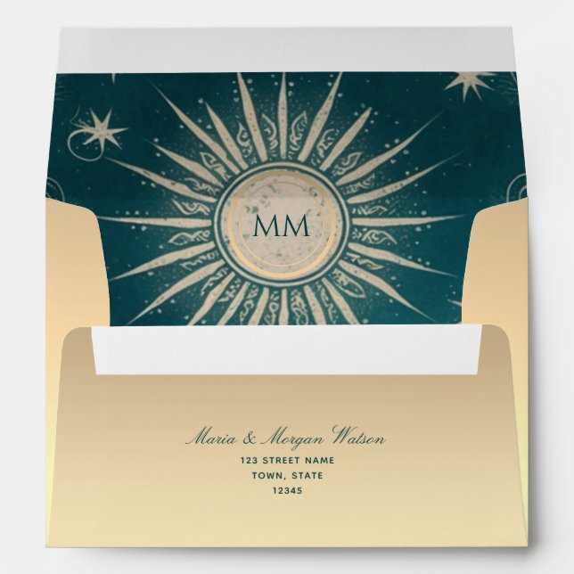 Celestial Gold Wedding Envelope (Back (Bottom))