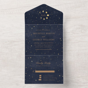 Celestial Gold Wedding (No ENV Needed) All In One Invitation