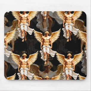 Celestial Golden Angels Pattern Design Mouse Pad