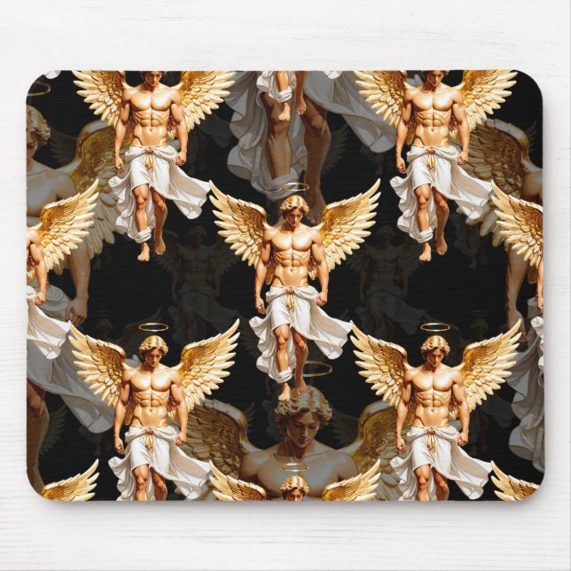 Celestial Golden Angels Pattern Design  Mouse Pad (Front)