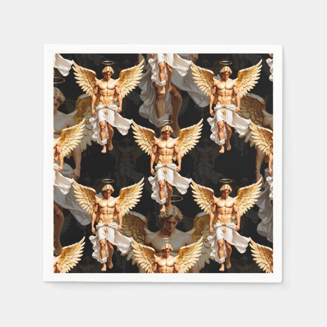 Celestial Golden Angels Pattern Design  Napkin (Front)
