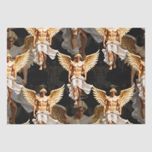 Celestial Golden Angels Pattern Design Tissue Paper