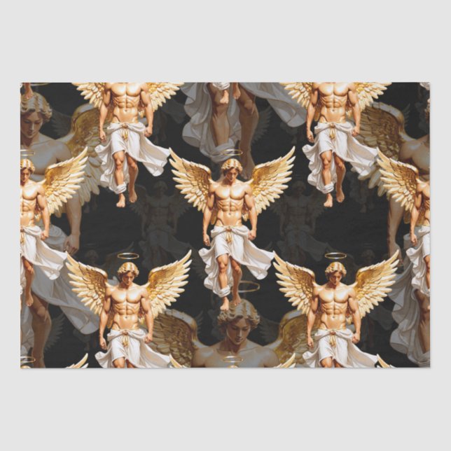 Celestial Golden Angels Pattern Design  Tissue Paper (Front)